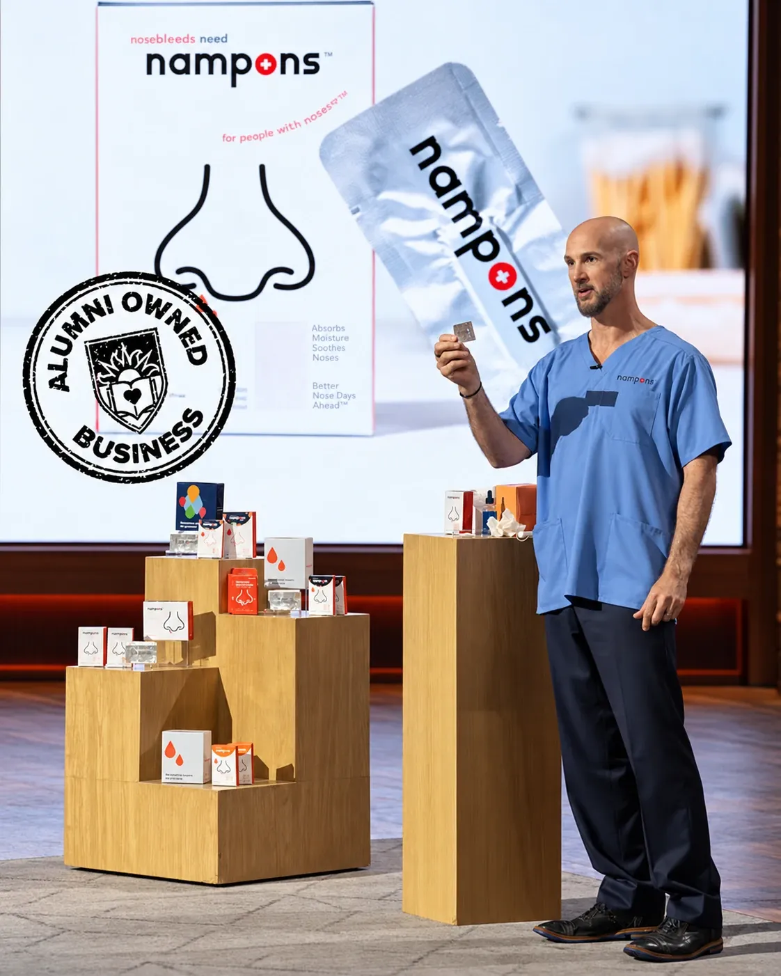 Nampons founder Joshua Lippiner presenting the product during his Shark Tank pitch